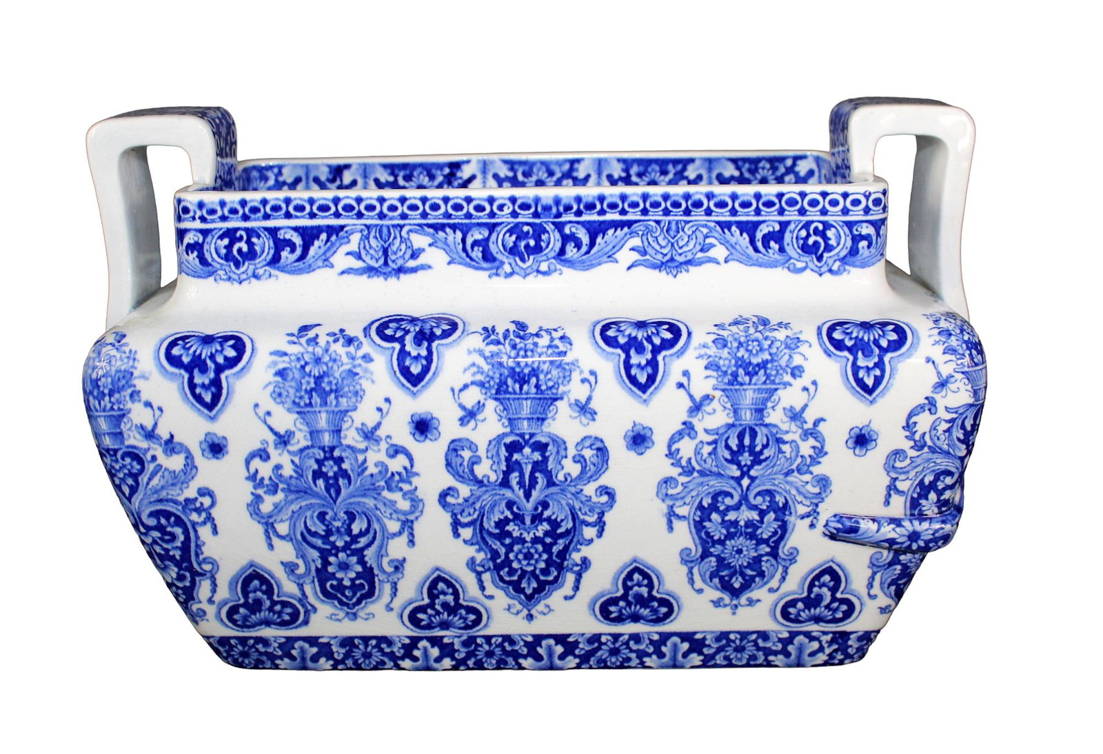 Delft blue & white porcelain cachepot planter with handles (1 of 8)