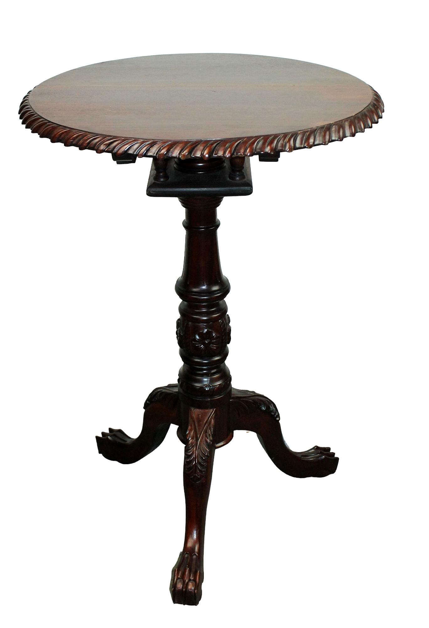 Chippendale style carved mahogany tilt top table (1 of 8)
