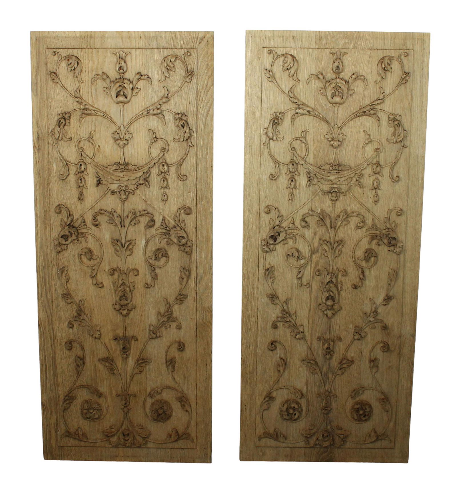 Pair of French bleached oak carved panels (1 of 9)