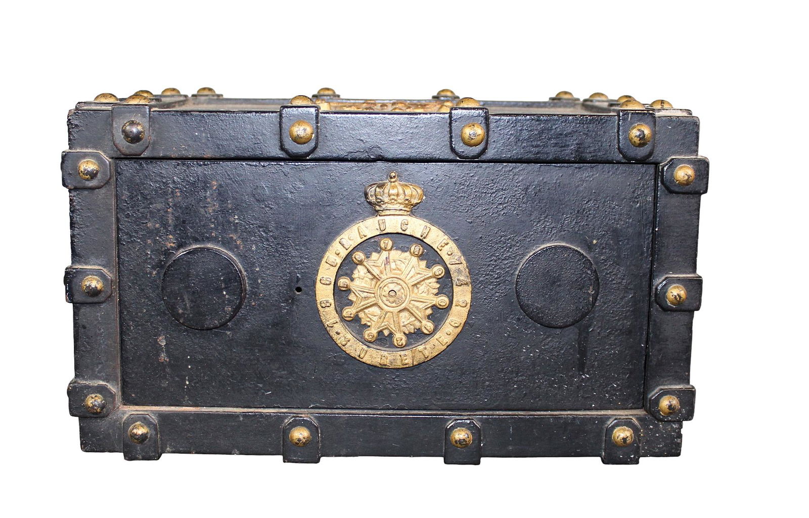 Antique French portable safe strong box (1 of 10)