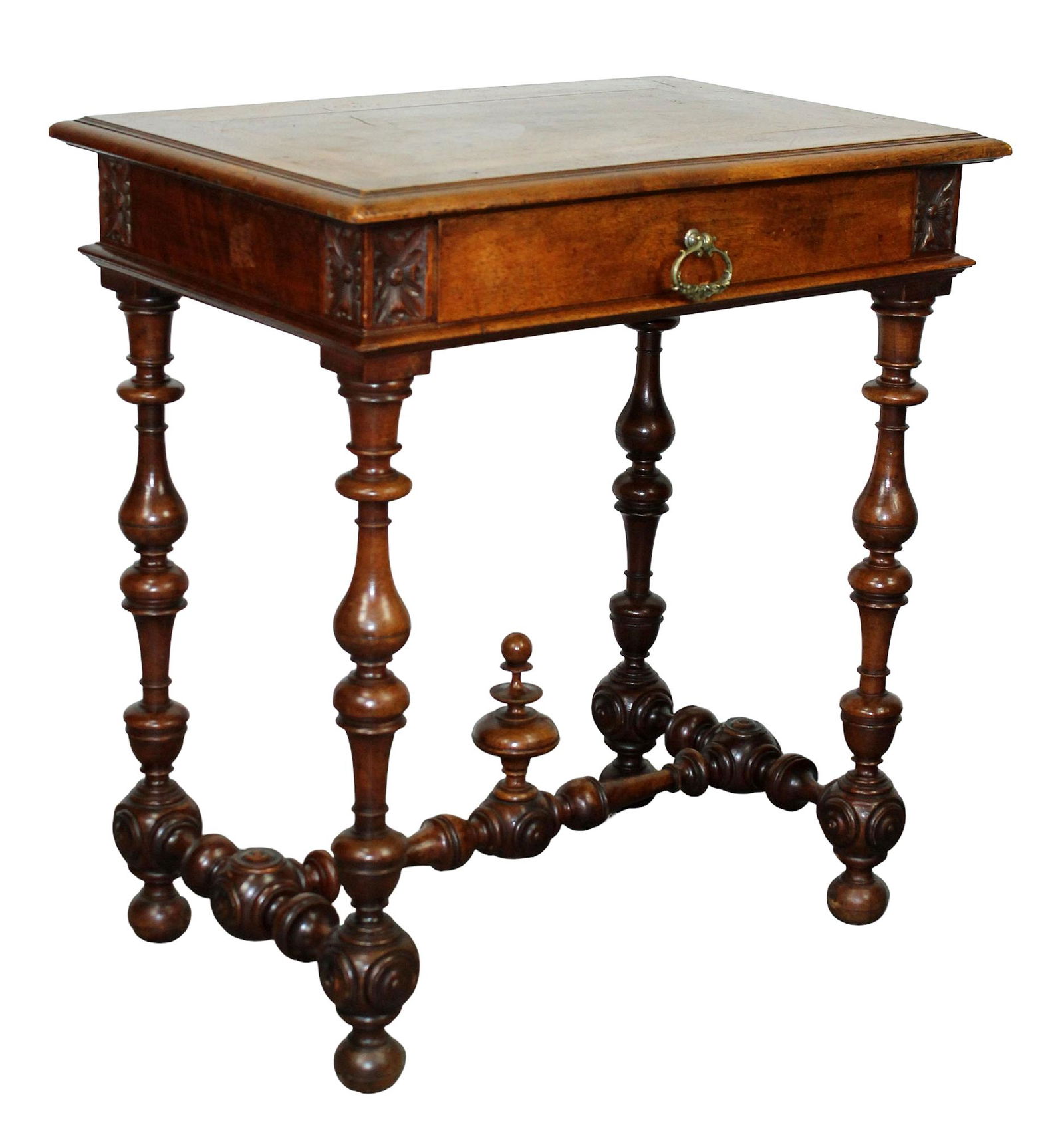 French bureau plat desk side table in walnut (1 of 9)