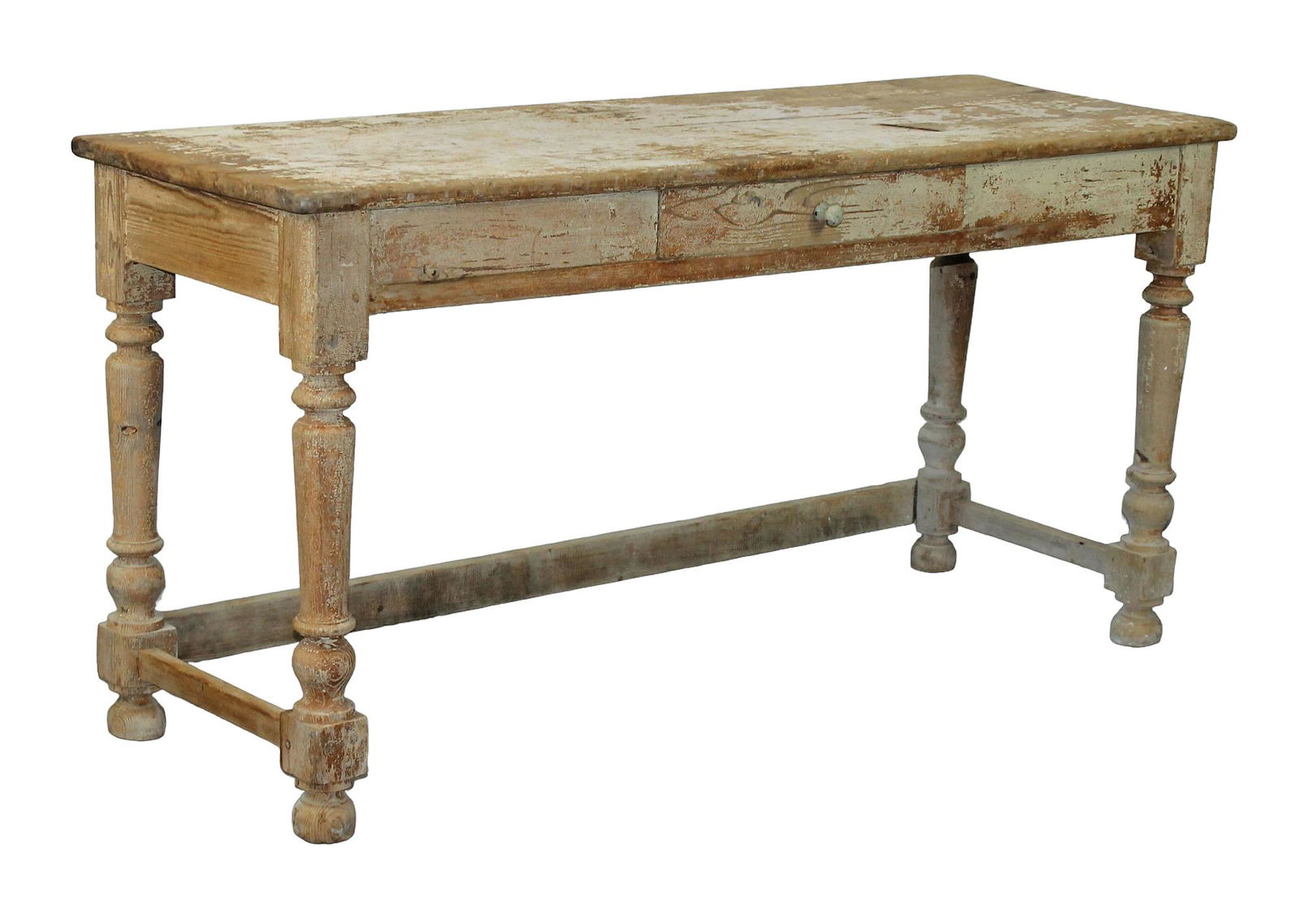 French bureau plat desk in oak with distressed painted finish (1 of 10)