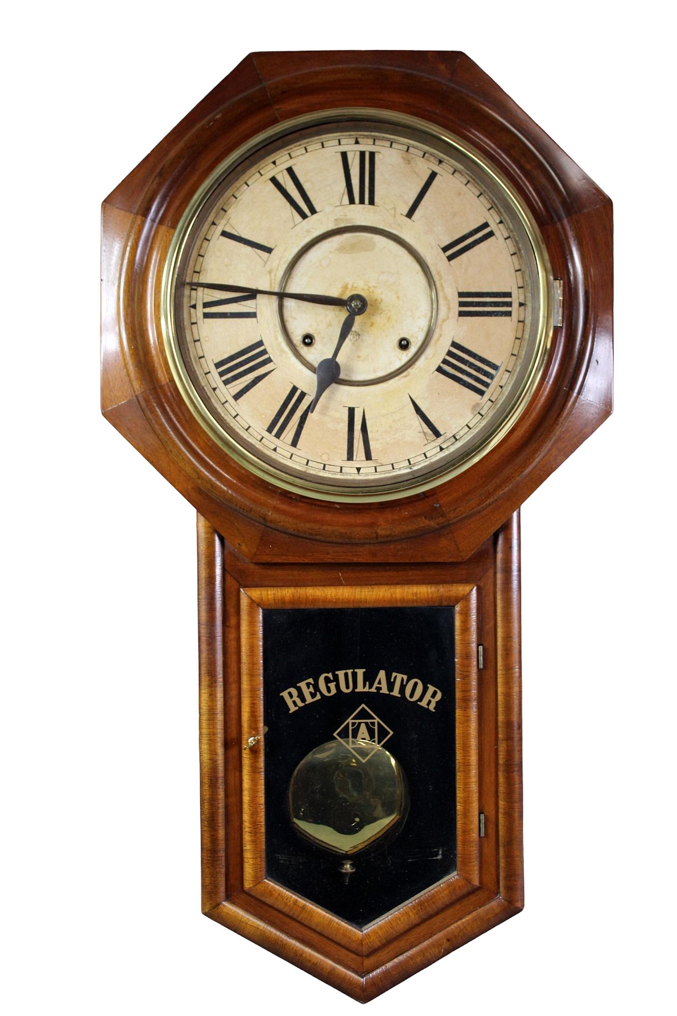 Ansonia Regulator wall clock: Ansonia Regulator wall clock *Wind-up key included* 32 1/2" h x 17" w x 5" d