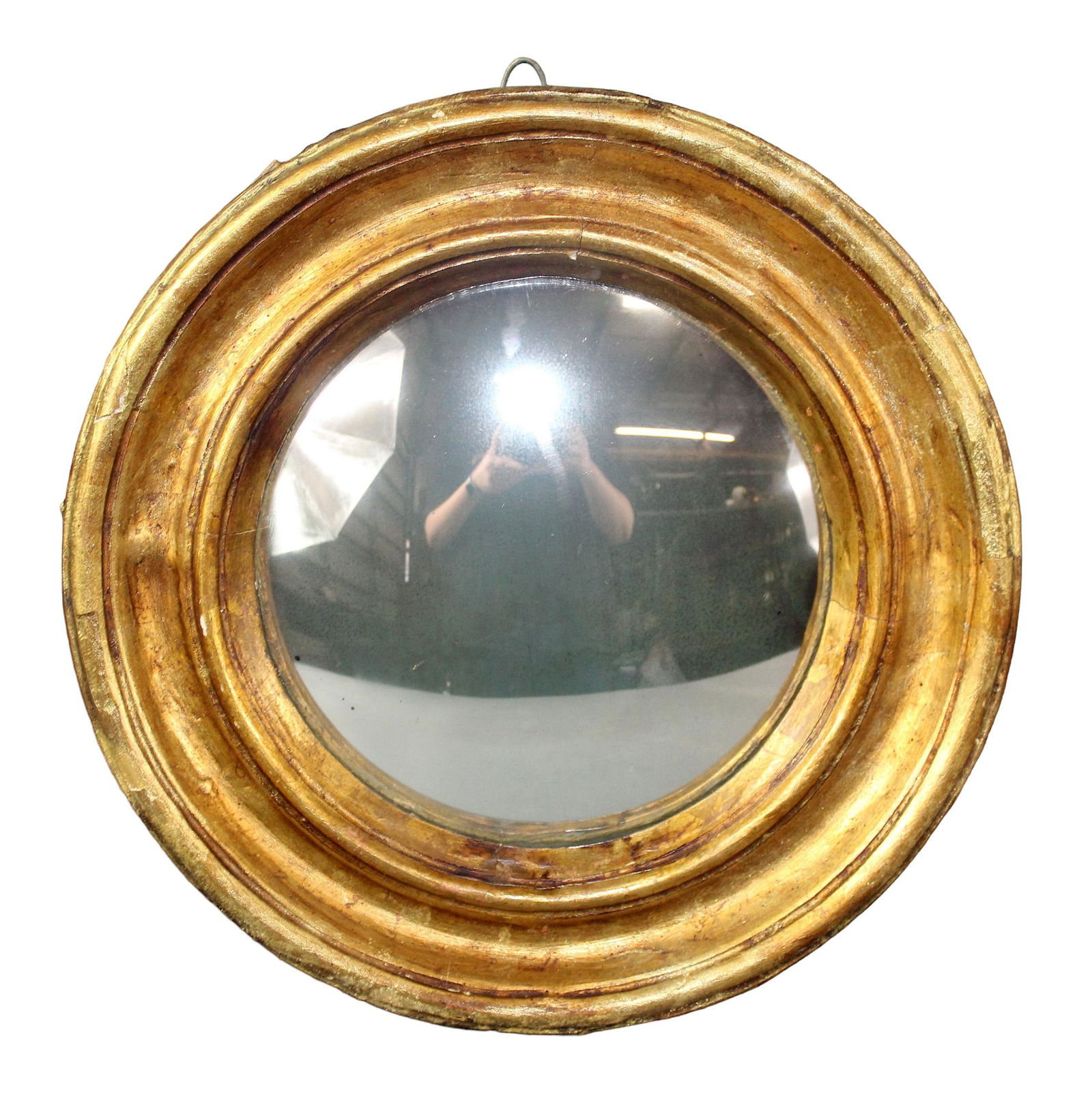Spanish petite round gilt mirror with convex glass (1 of 6)