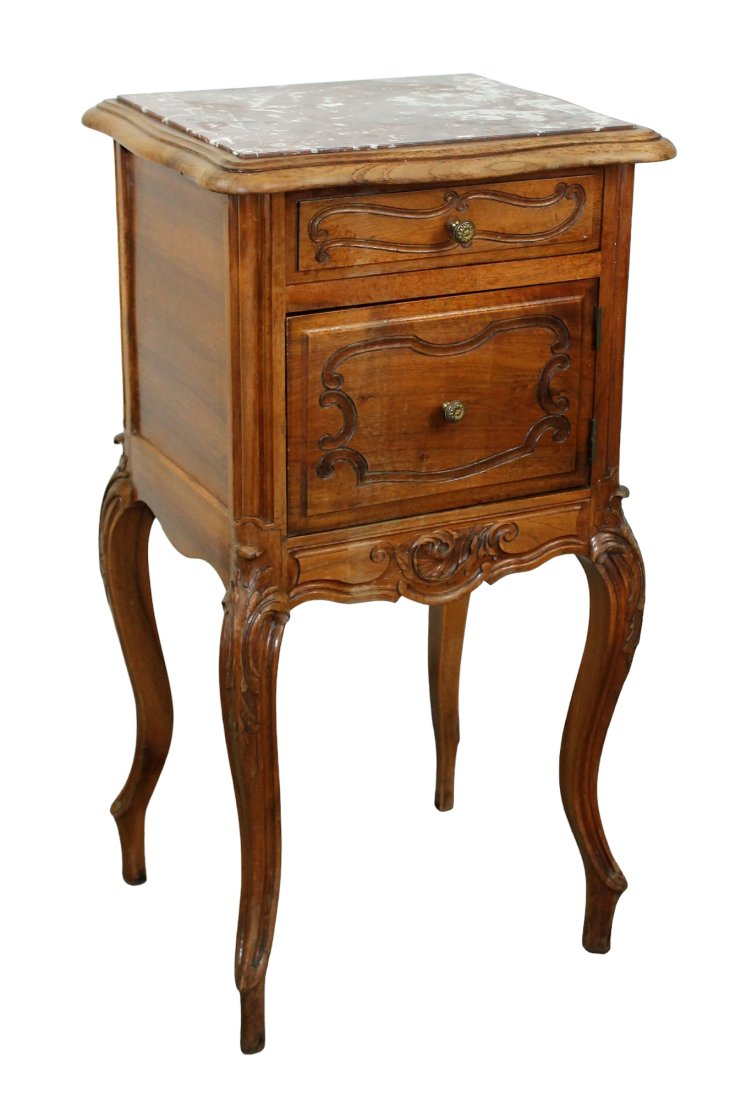 French Louis XV carved walnut chevet (1 of 7)