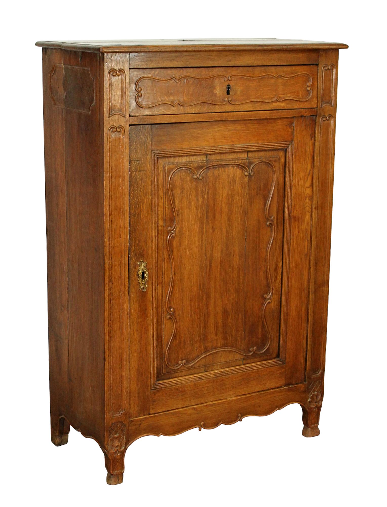 French Provincial oak confiturier cabinet (1 of 10)