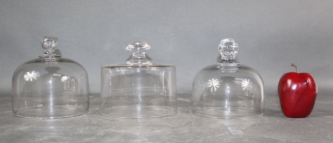 Lot of 3 French antique glass cloches (1 of 9)