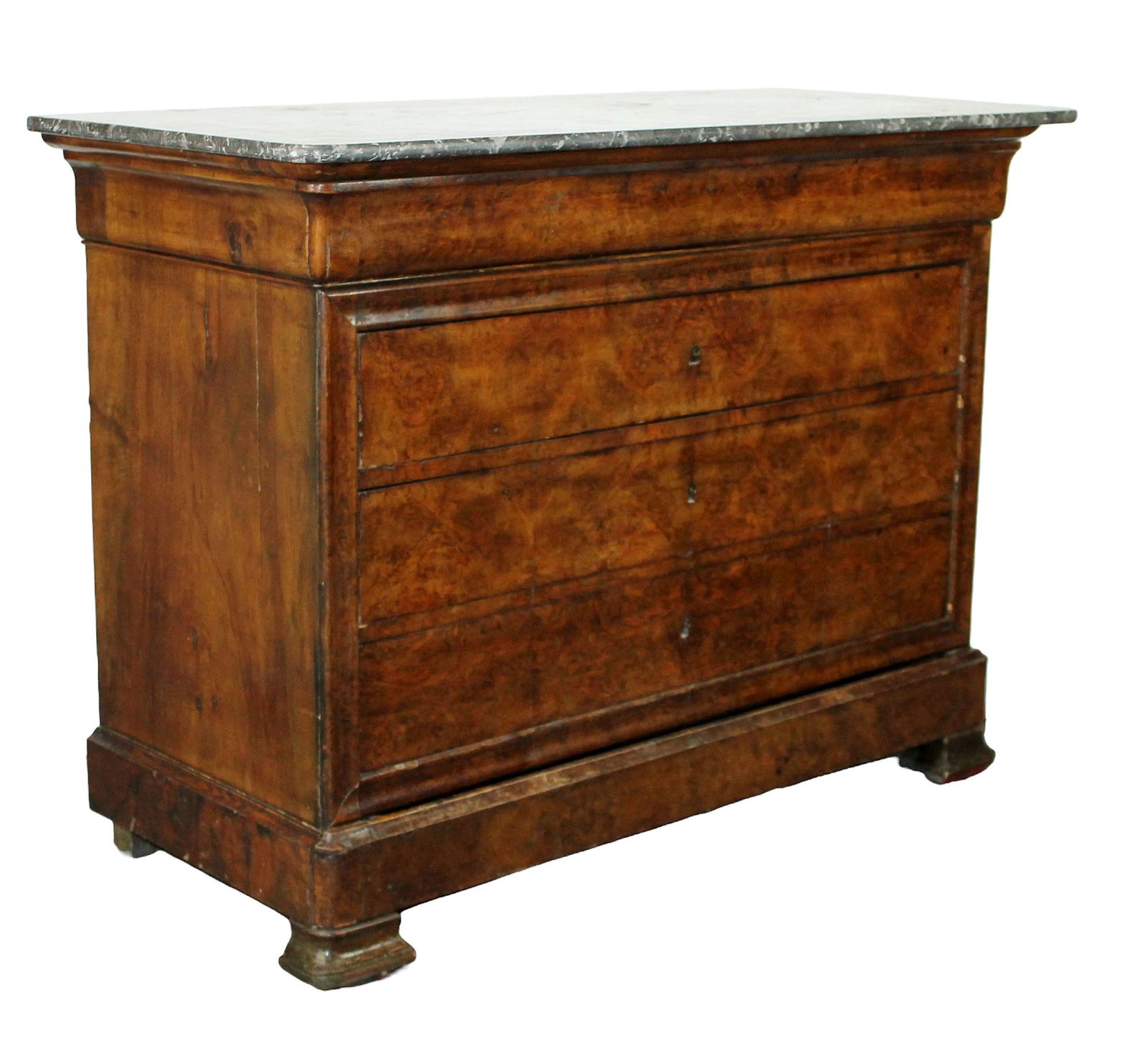 French Louis Philippe commode in burled walnut with marble top (1 of 9)