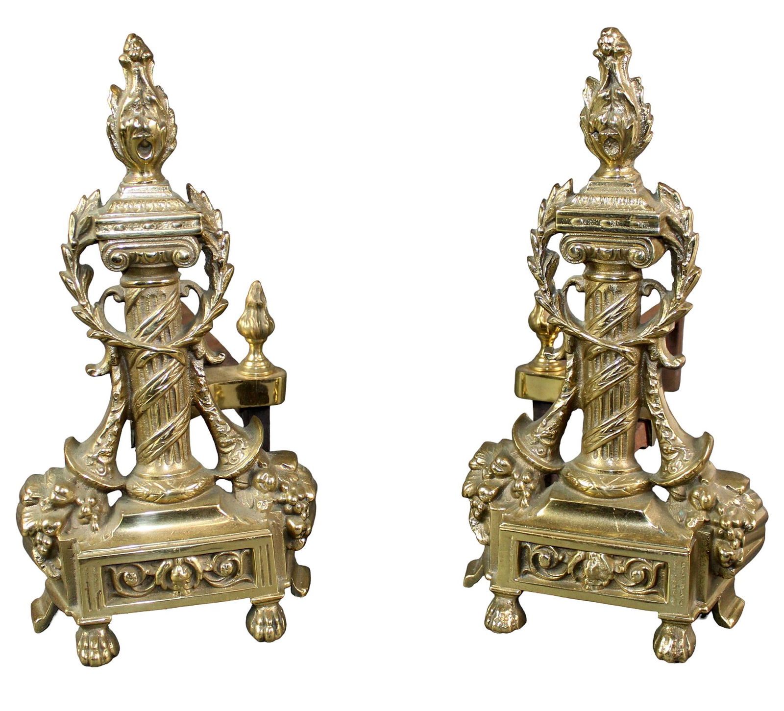 Pair of French Louis XVI style bronze andirons (1 of 5)