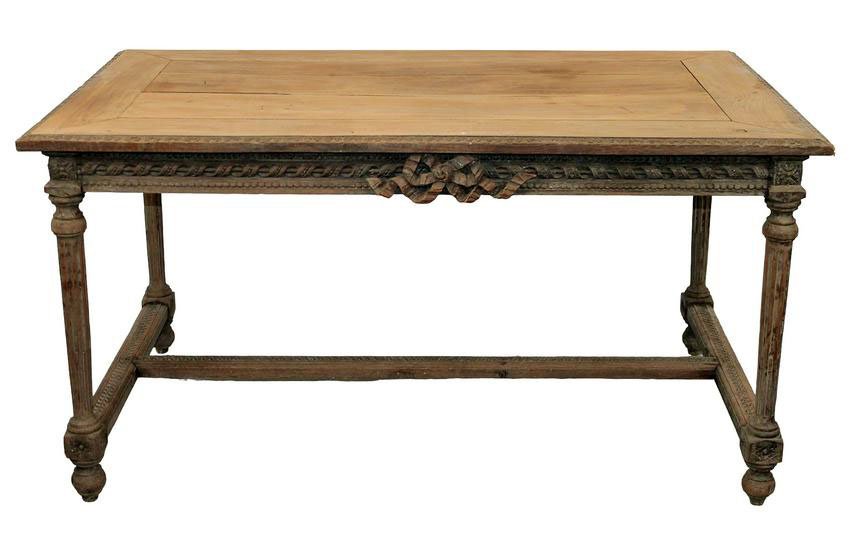 French Louis XVI bleached walnut bureau plat desk library table (1 of 10)