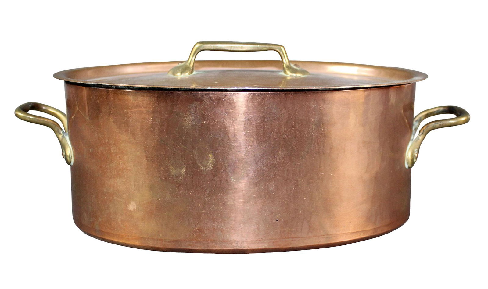 French copper 26cm oval stock pot with lid (1 of 10)