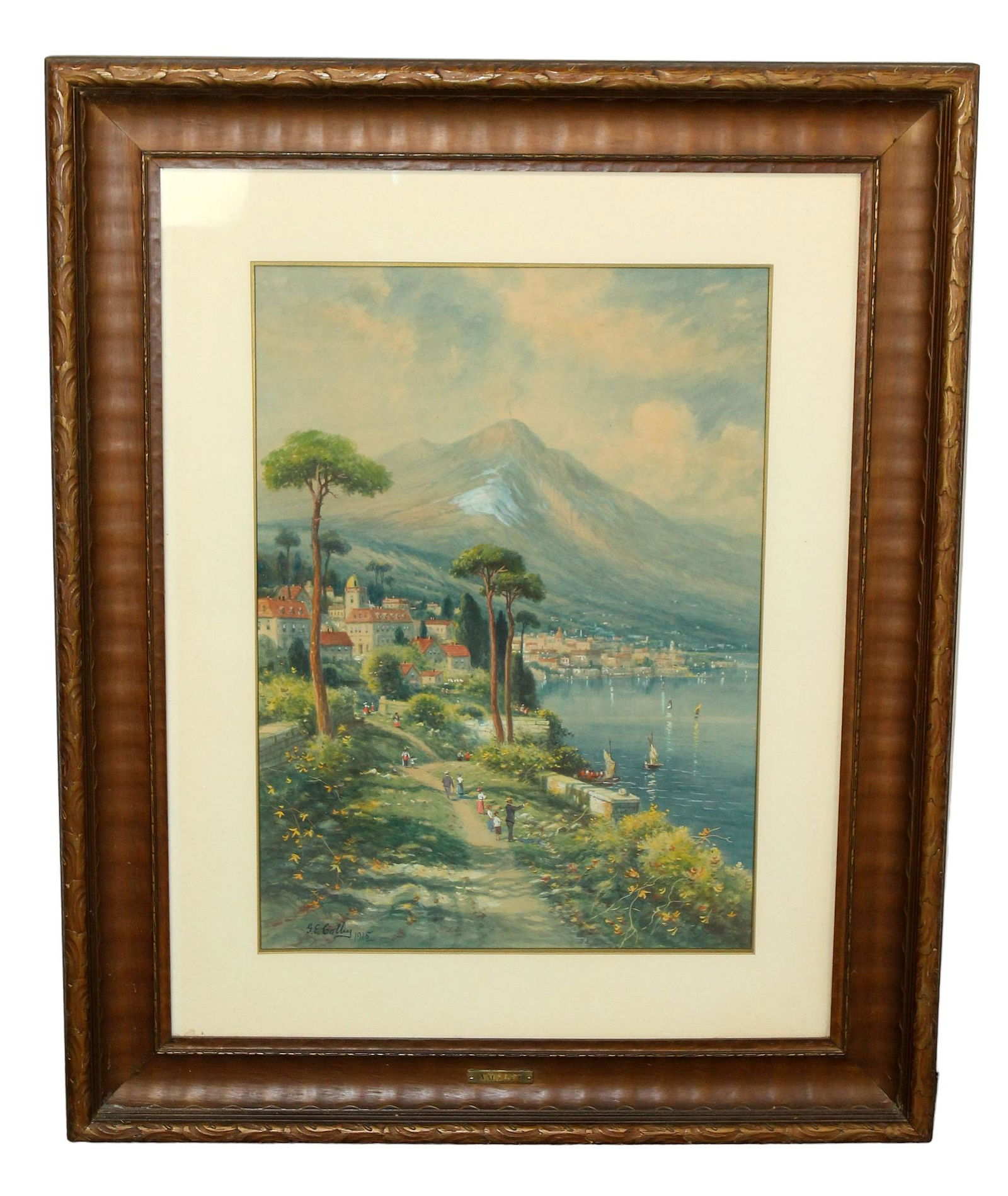 Italian signed watercolor depicting the Amalfi coast (1 of 10)