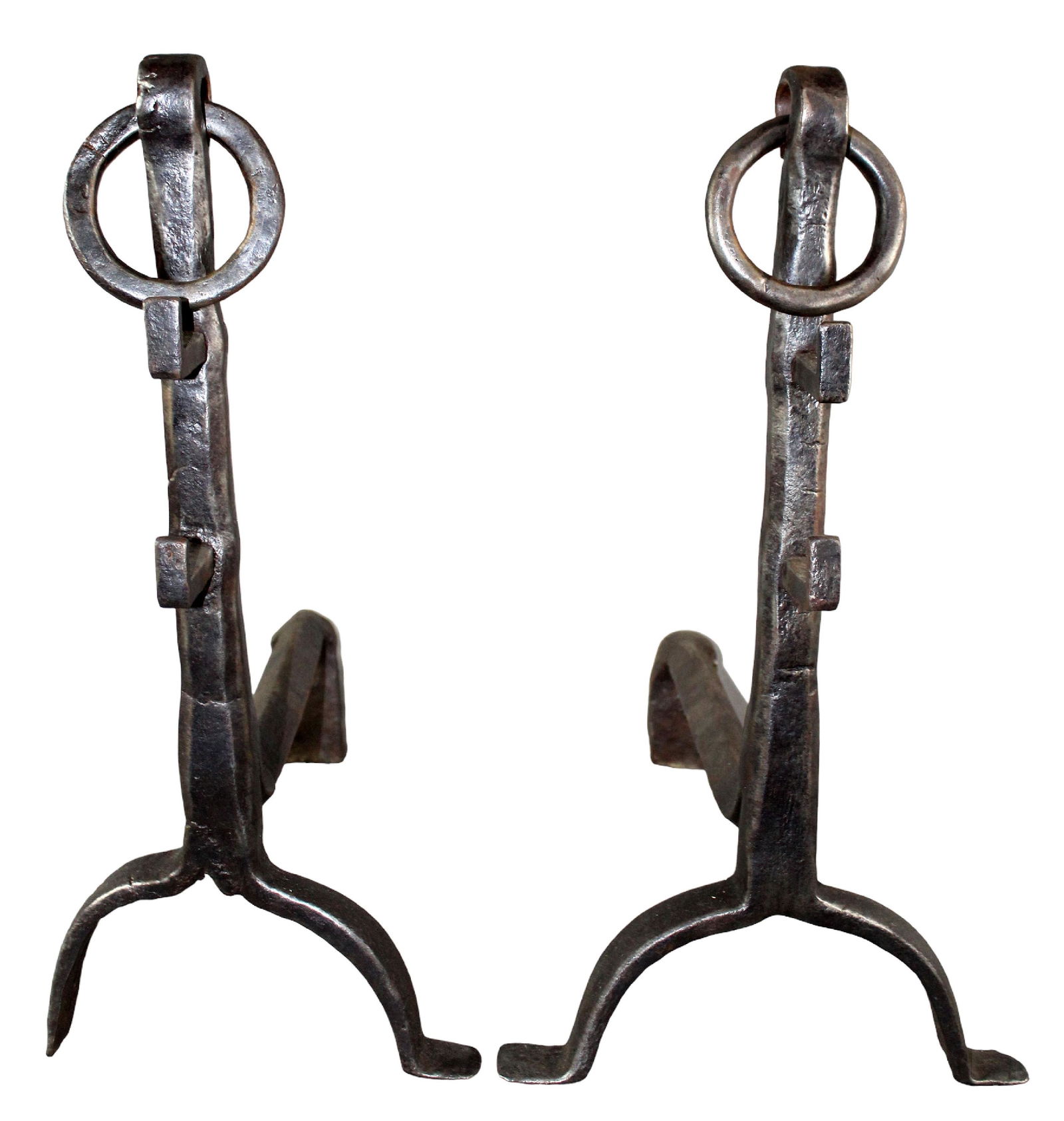 Pair French forged iron fireplace andirons (1 of 6)