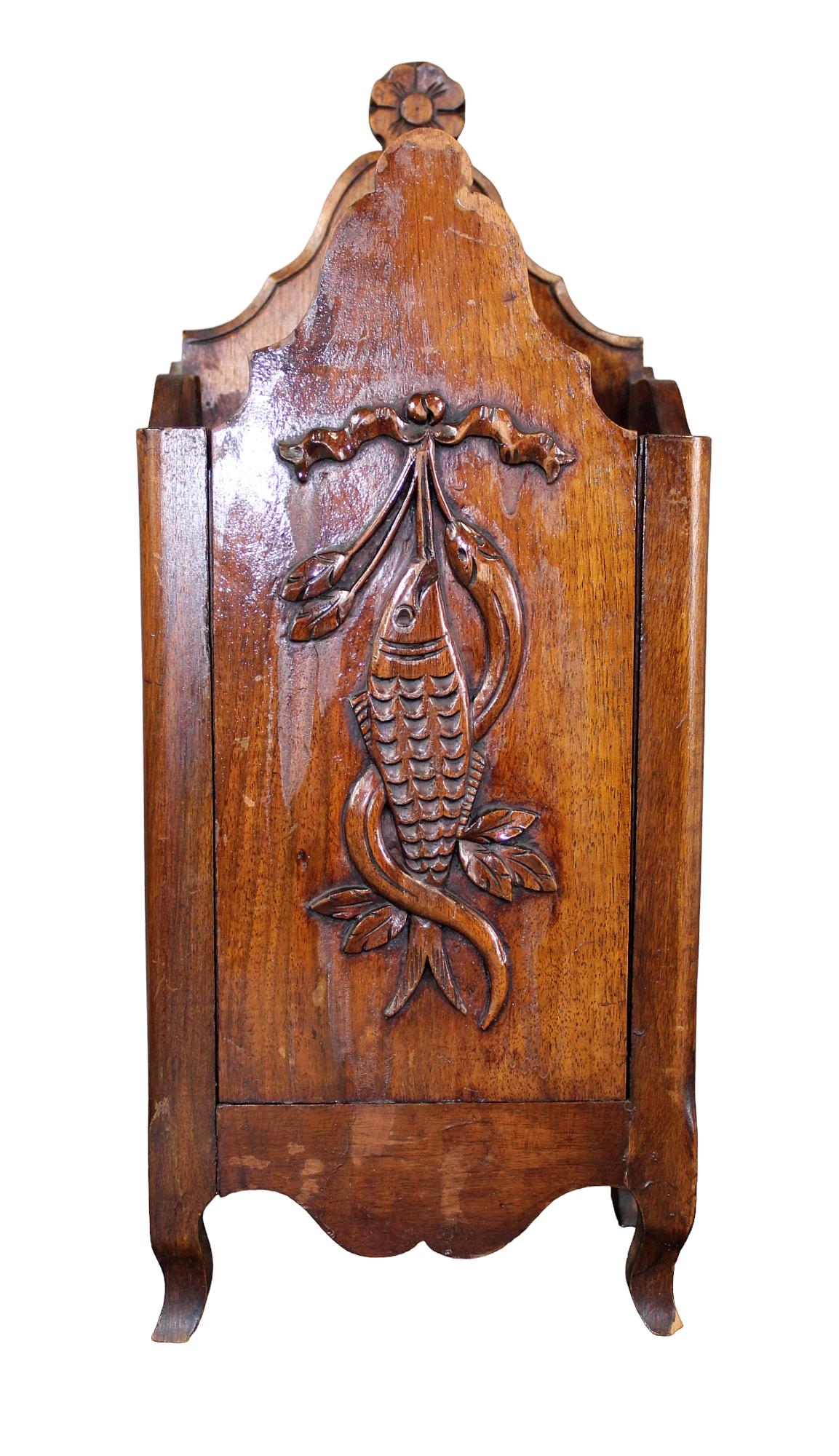 French Provincial carved walnut fariniere or flour box (1 of 10)