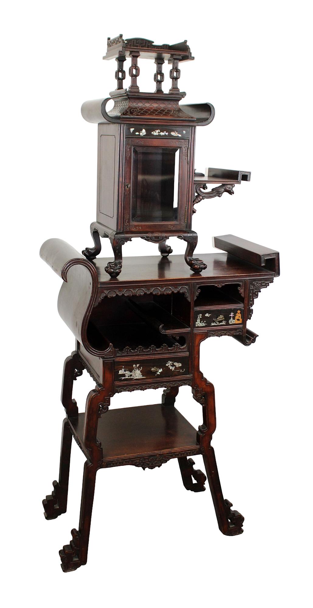 Japanese etagere credenza inlaid with mother of pearl (1 of 15)