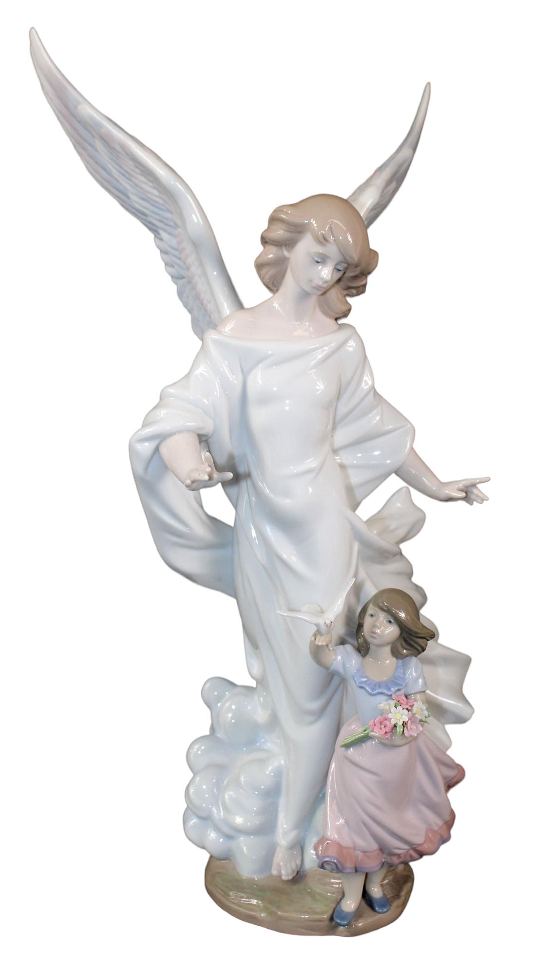 Lladro porcelain Guardian Angel figure with girl and doves (1 of 13)