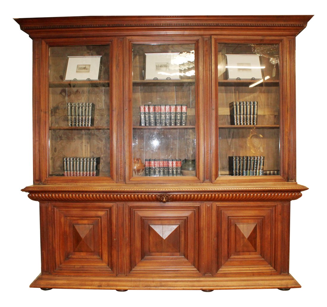 Monumental French walnut 3 door bookcase (1 of 16)