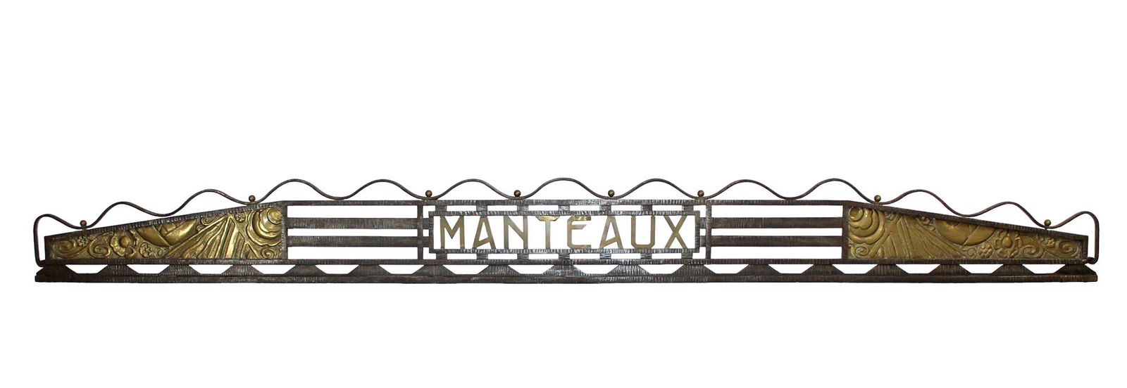 French Art Deco wrought iron and bronze "Manteaux" (coats) sign wall plaque (1 of 7)