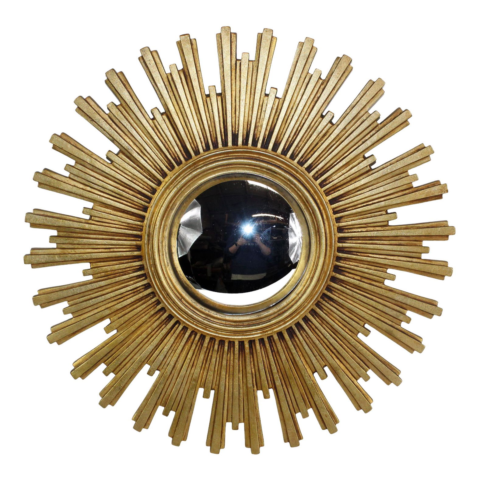 French cast resin sunburst mirror with convex glass (1 of 5)