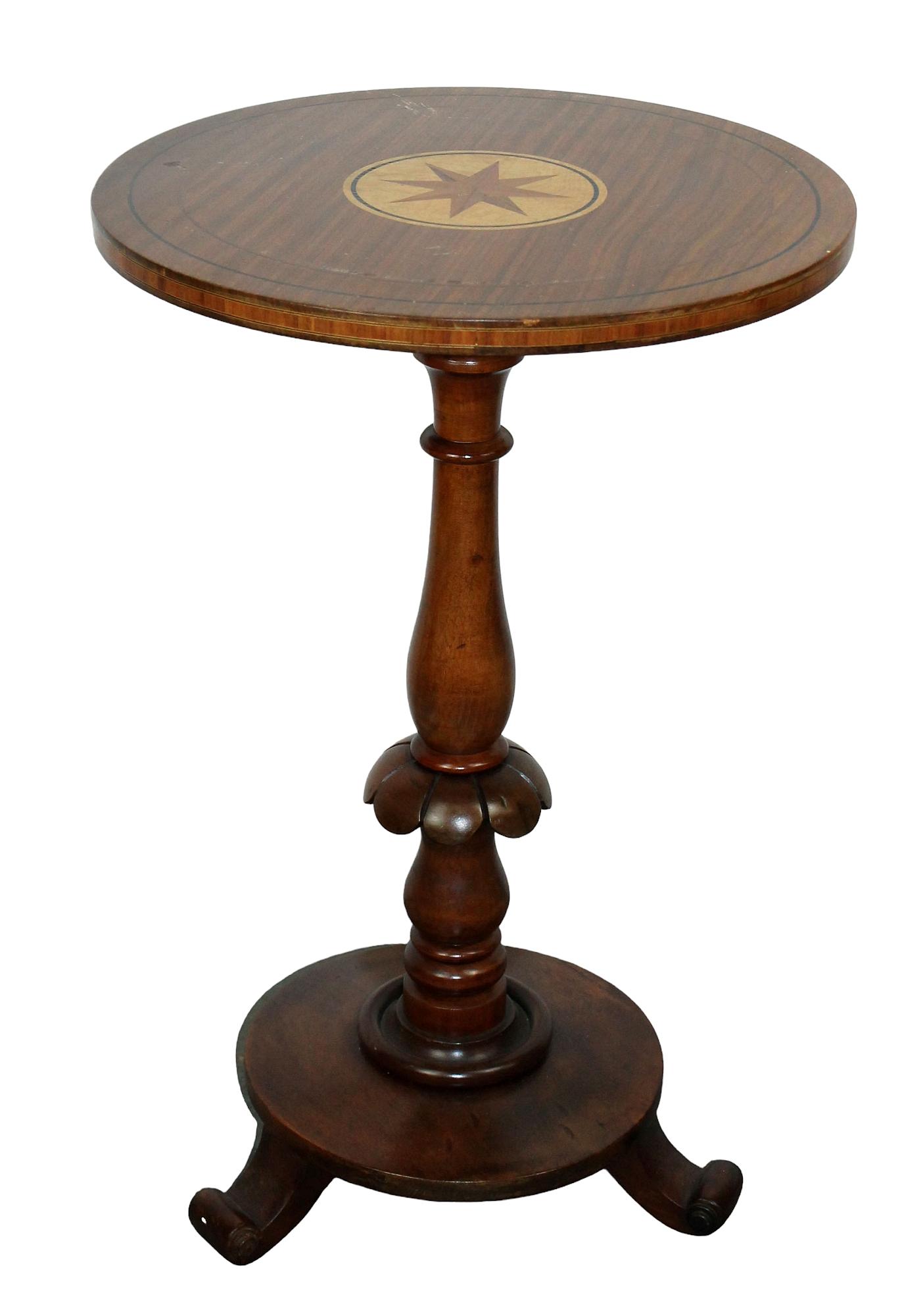 Inlaid compass rose gueridon side table (1 of 7)