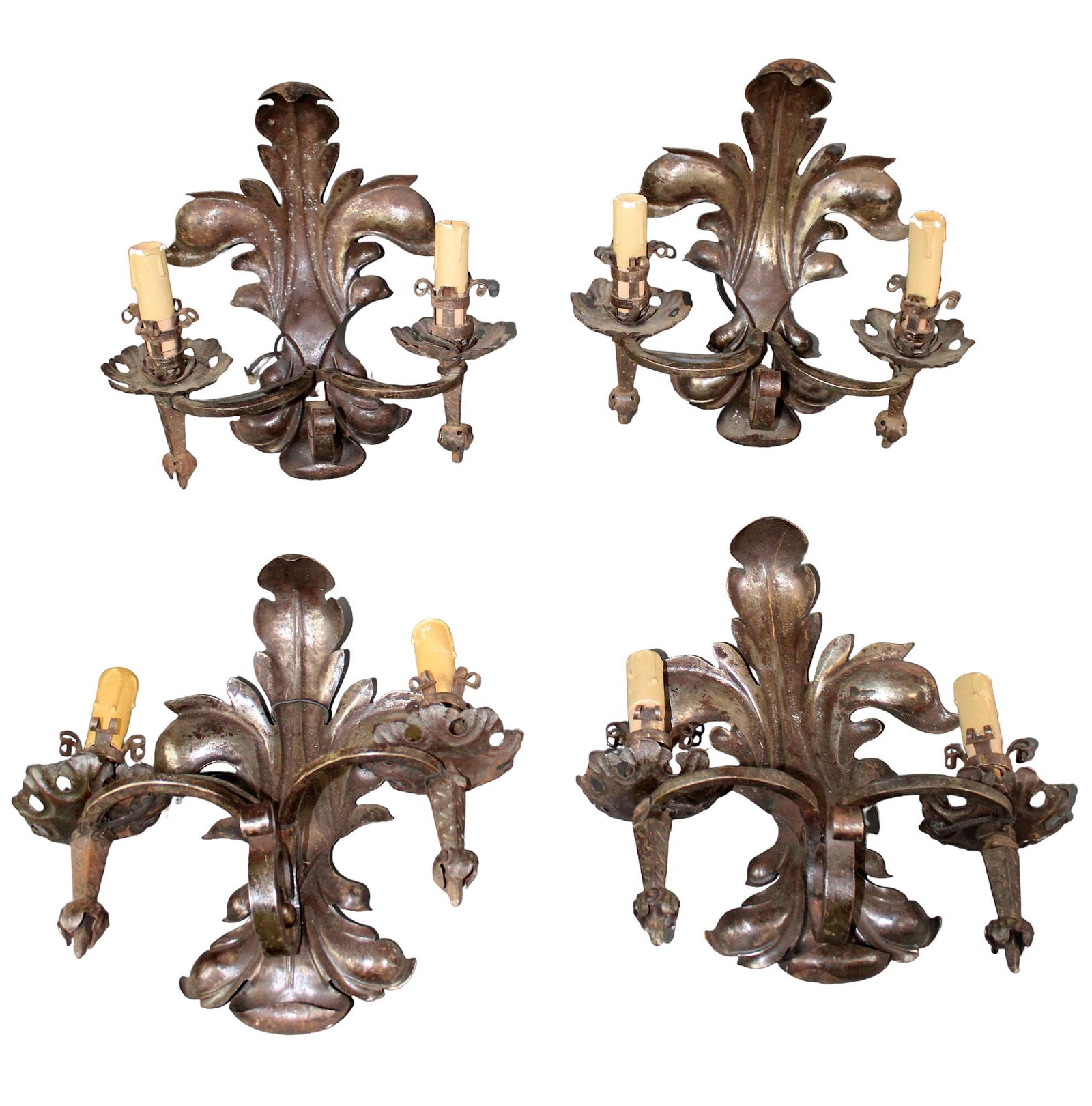 Lot of 4 French wrought iron candle sconces (1 of 7)