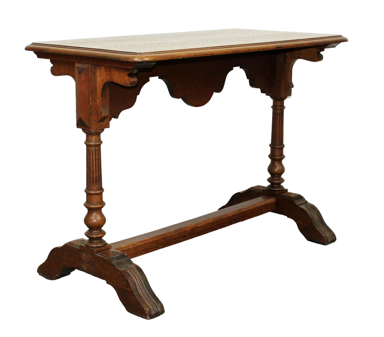 French oak console table on carved base (1 of 6)