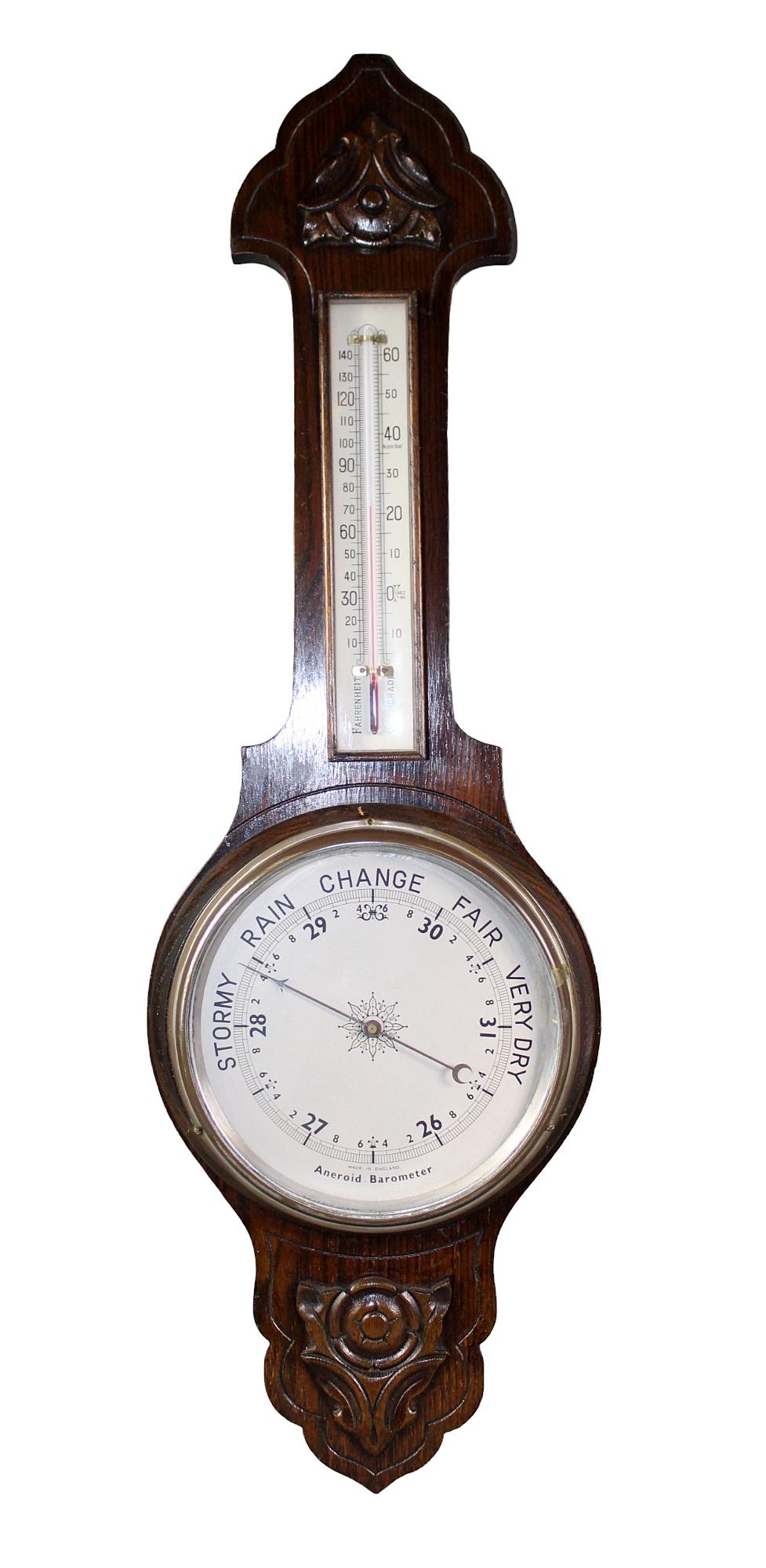 English Aneroid wheel barometer (1 of 6)