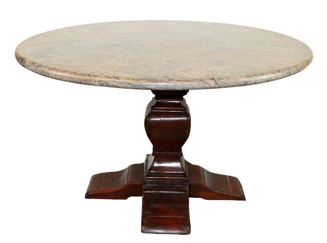 Theodore Alexander pedestal base marble top table (1 of 7)