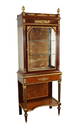 French Louis XVI bronze mount parquetry vitrine on legs