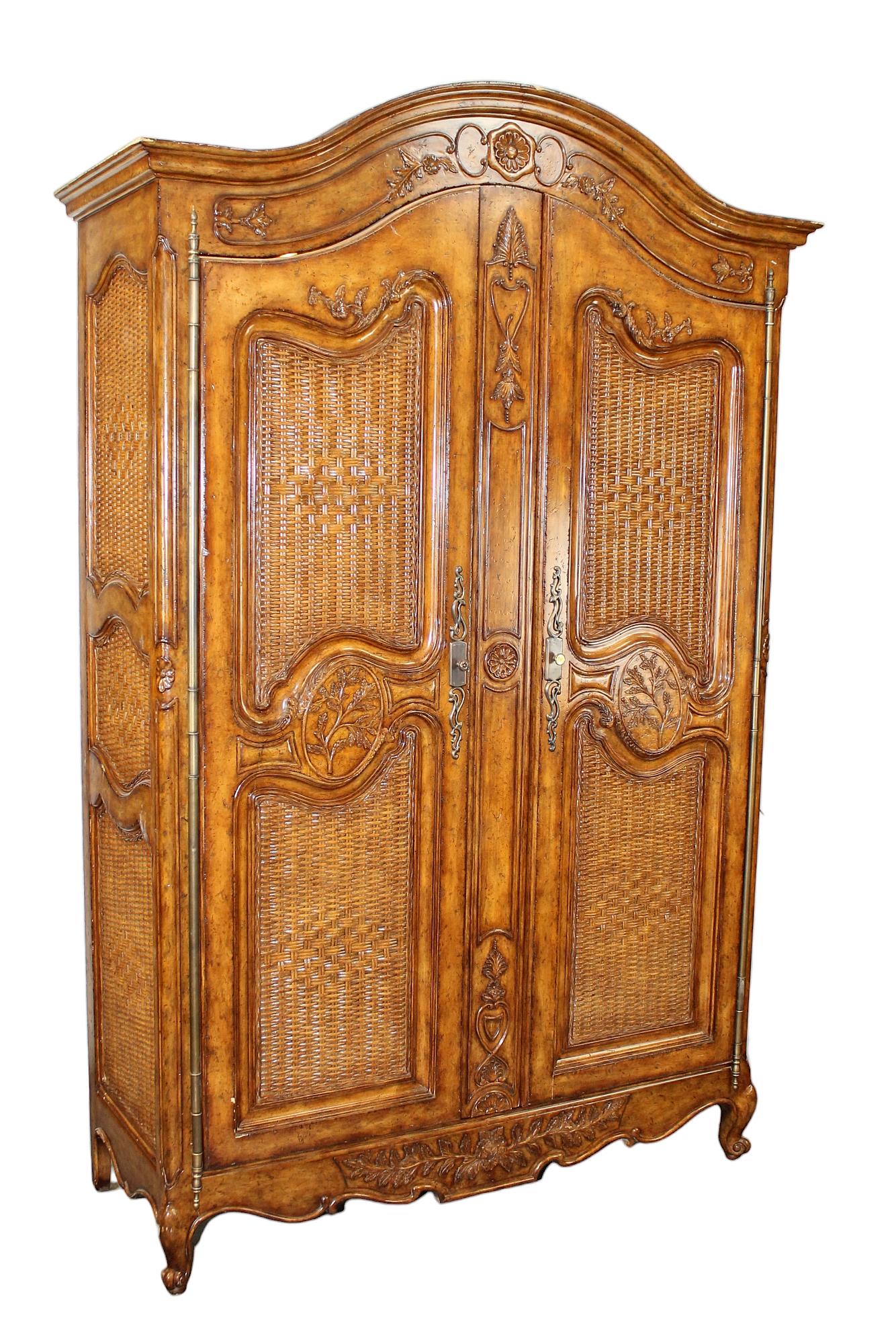Maitland Smith bar cabinet armoire: Maitland Smith bar cabinet armoire with fitted interior and mirrored back. 92"h x 60"w x 23 1/2"d