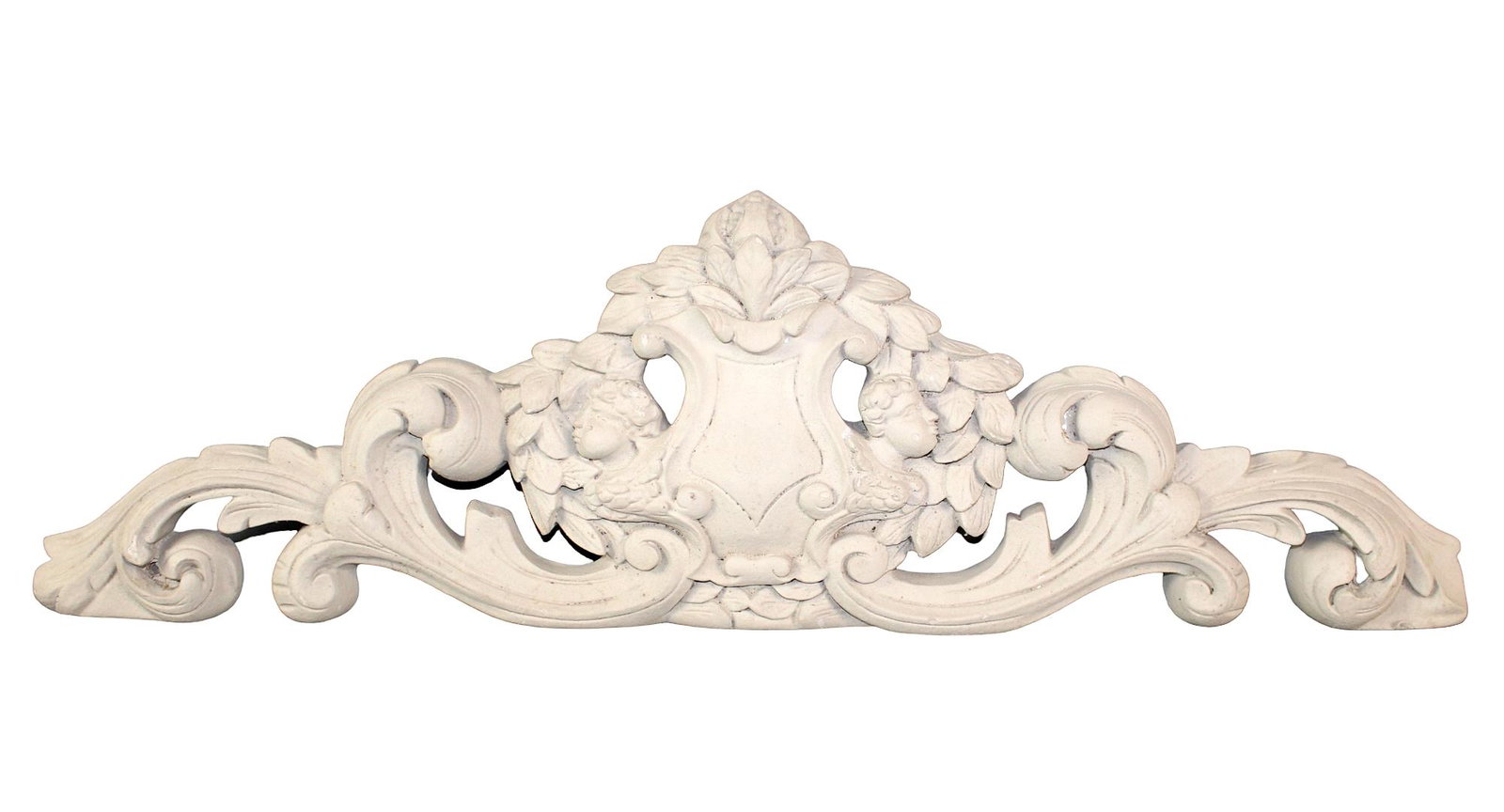Cast plaster over door crest: Cast plaster over door crest with shield 10 1/4" h x 33 3/4" w