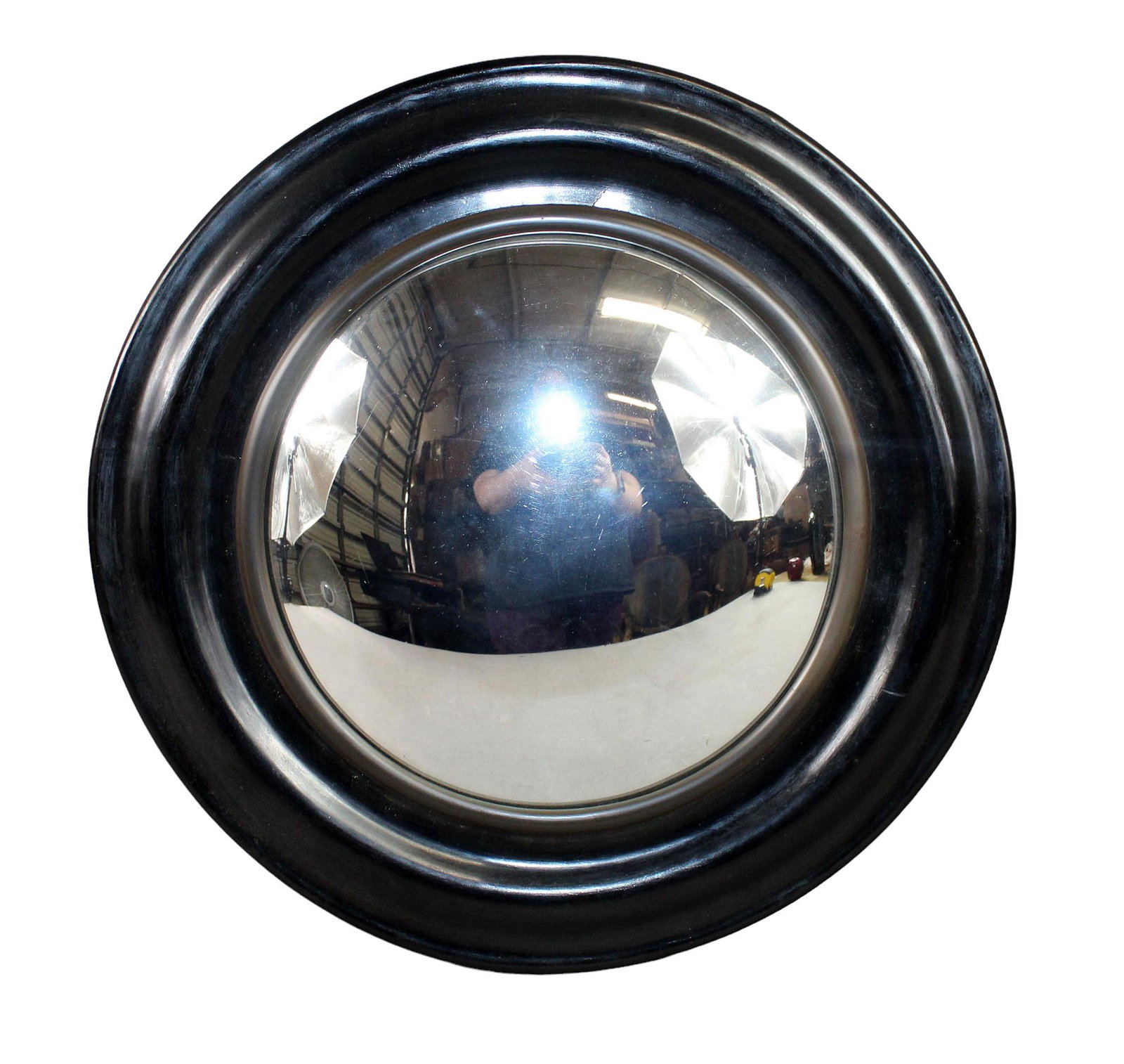 French Napoleon III ebonized wood butler's mirror (1 of 4)