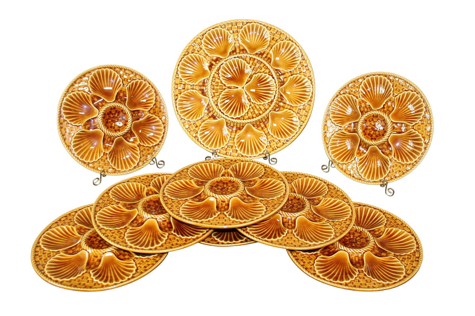 Lot of 8 French Longchamp oyster plates & 1 platter (1 of 9)