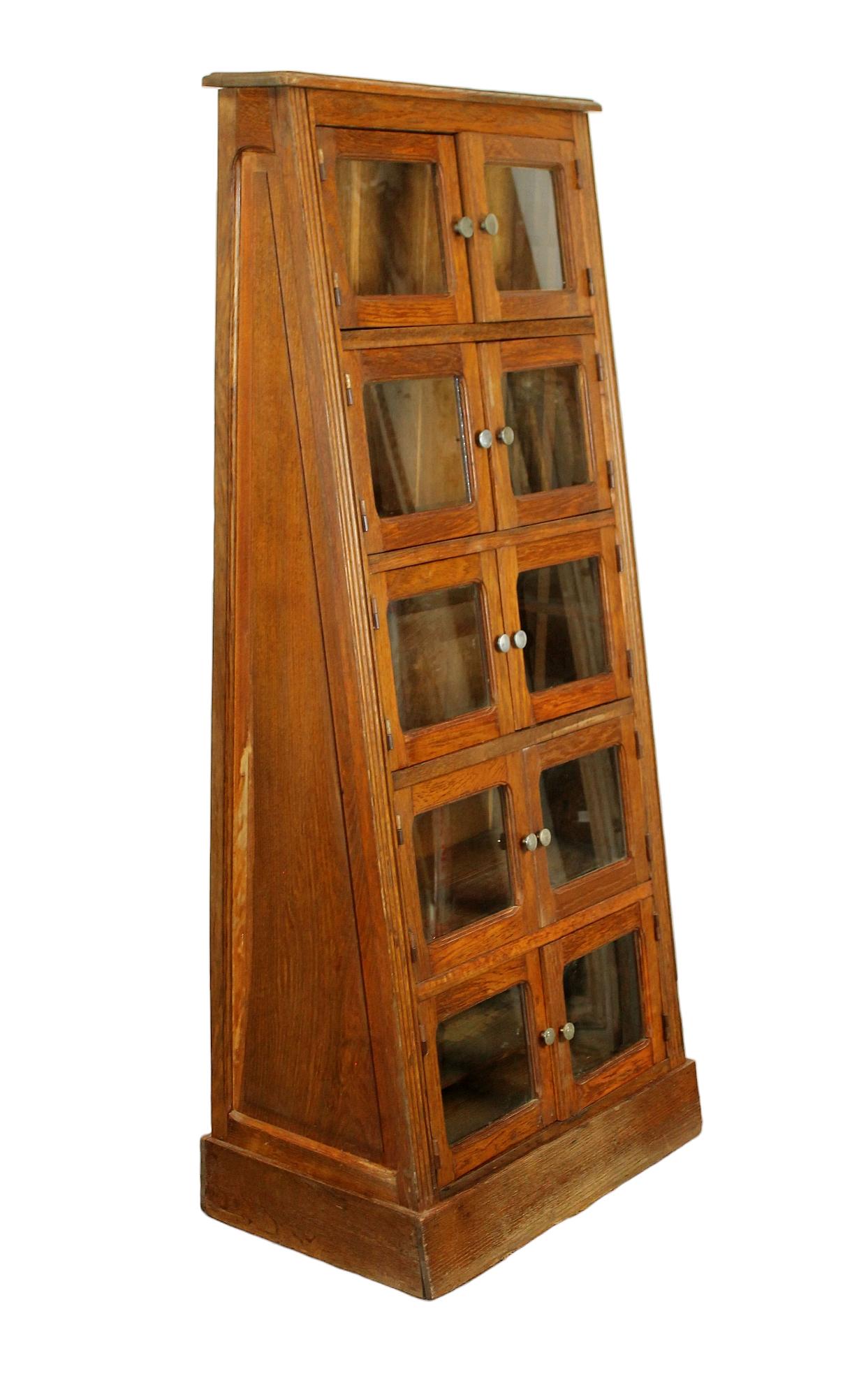 French tapered oak 10 drawer department store glove display cabinet (1 of 7)