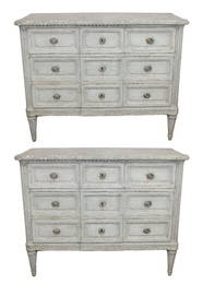 Pair of French Louis XVI painted commodes