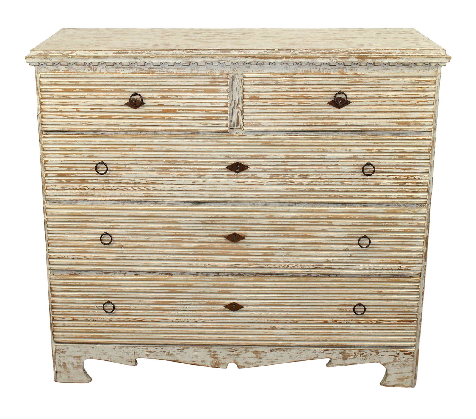 Swedish painted pine reeded 2 over 3 commode (1 of 9)