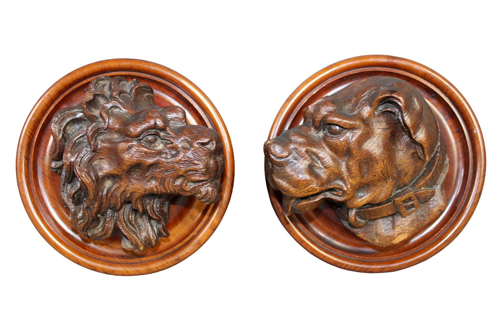 Lot of 2 French relief carved oak plaques (1 of 7)