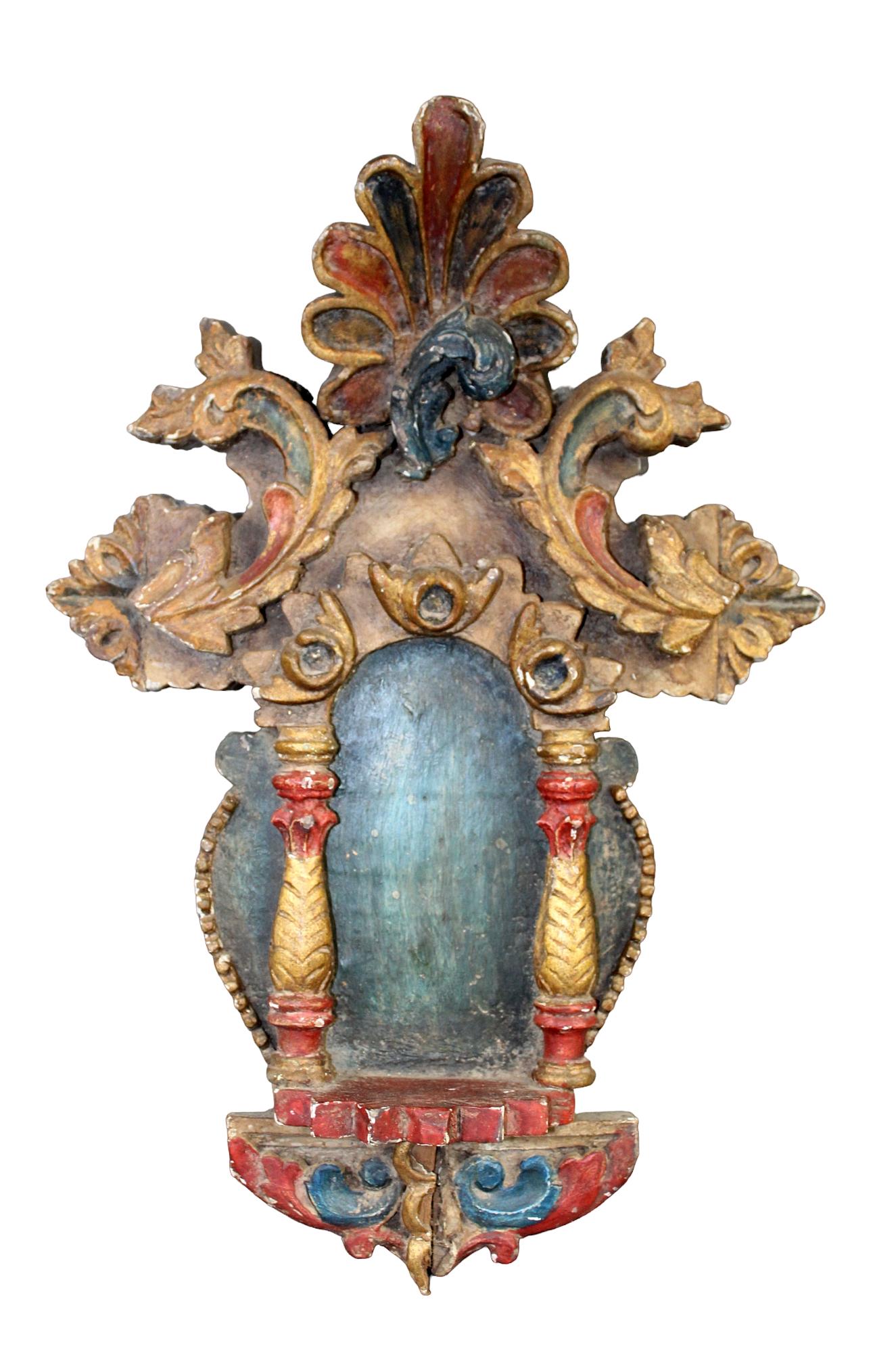 Polychrome carved wooden wall plaque (1 of 8)