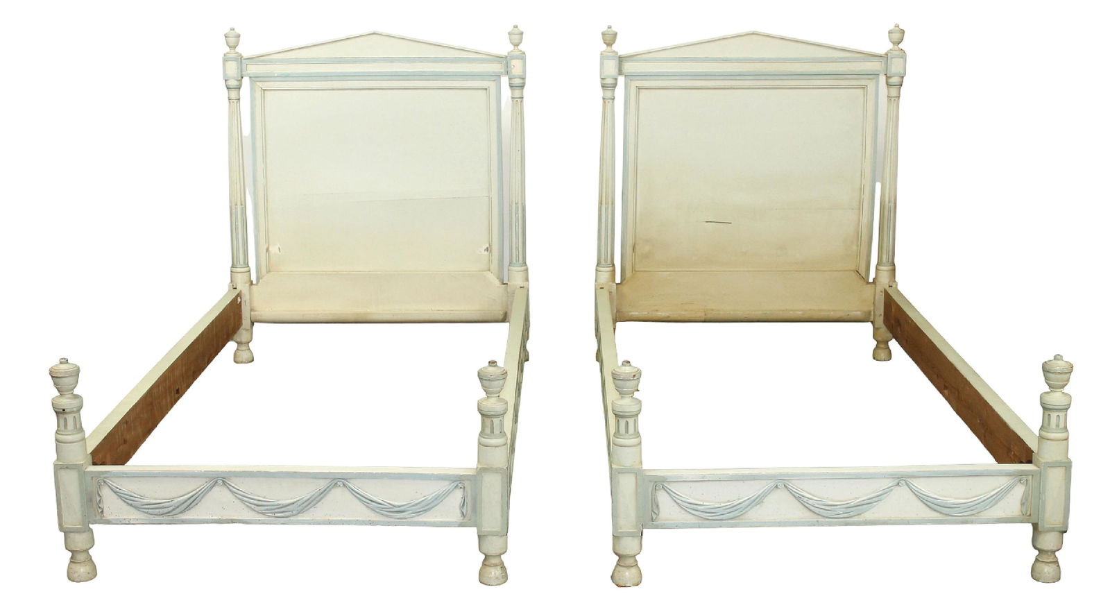 Pair of French Directoire painted peak top twin beds (1 of 10)