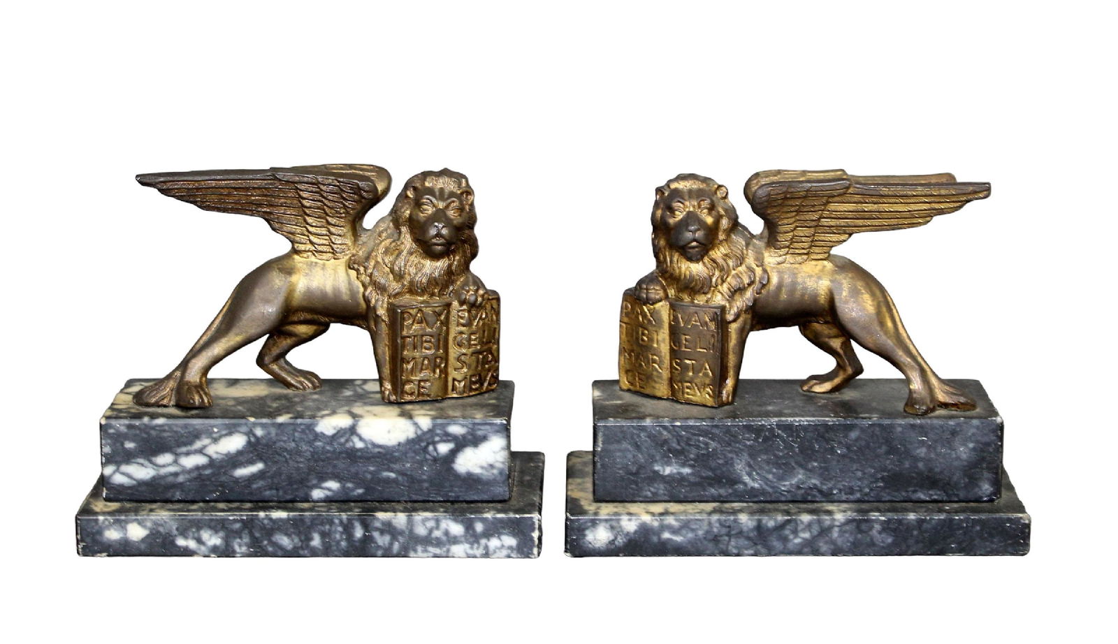 Pair of gilt metal San Marco lion bookends (1 of 8)