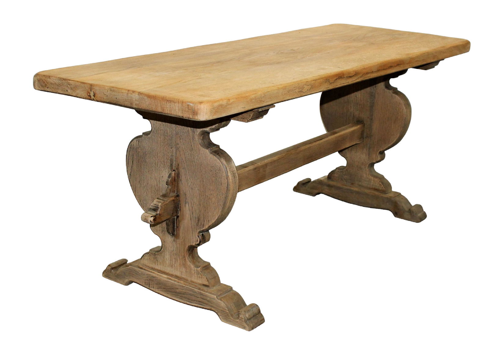 French bleached oak trestle base coffee table (1 of 7)