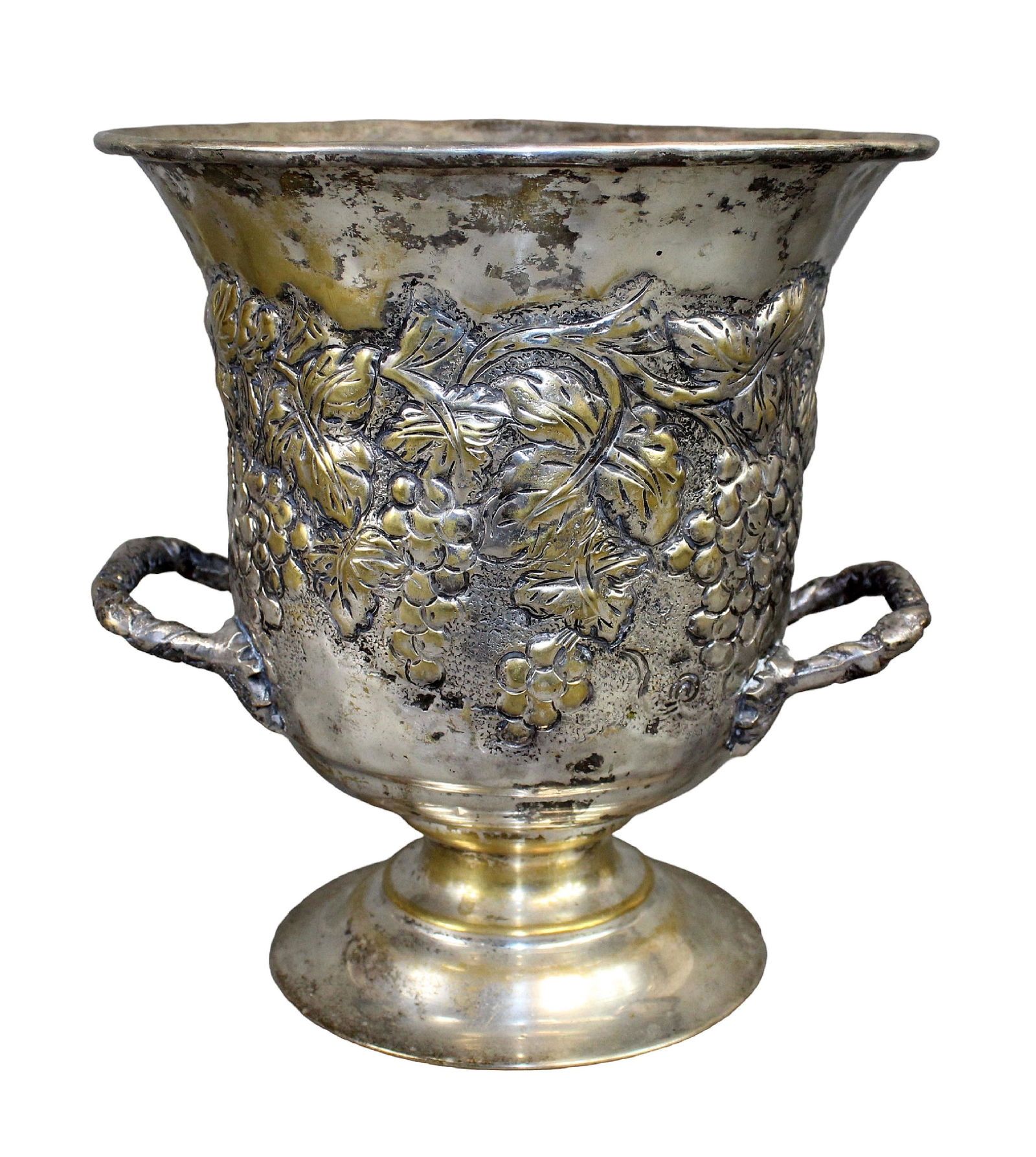 Embossed silverplate champagne bucket with grape motif (1 of 10)