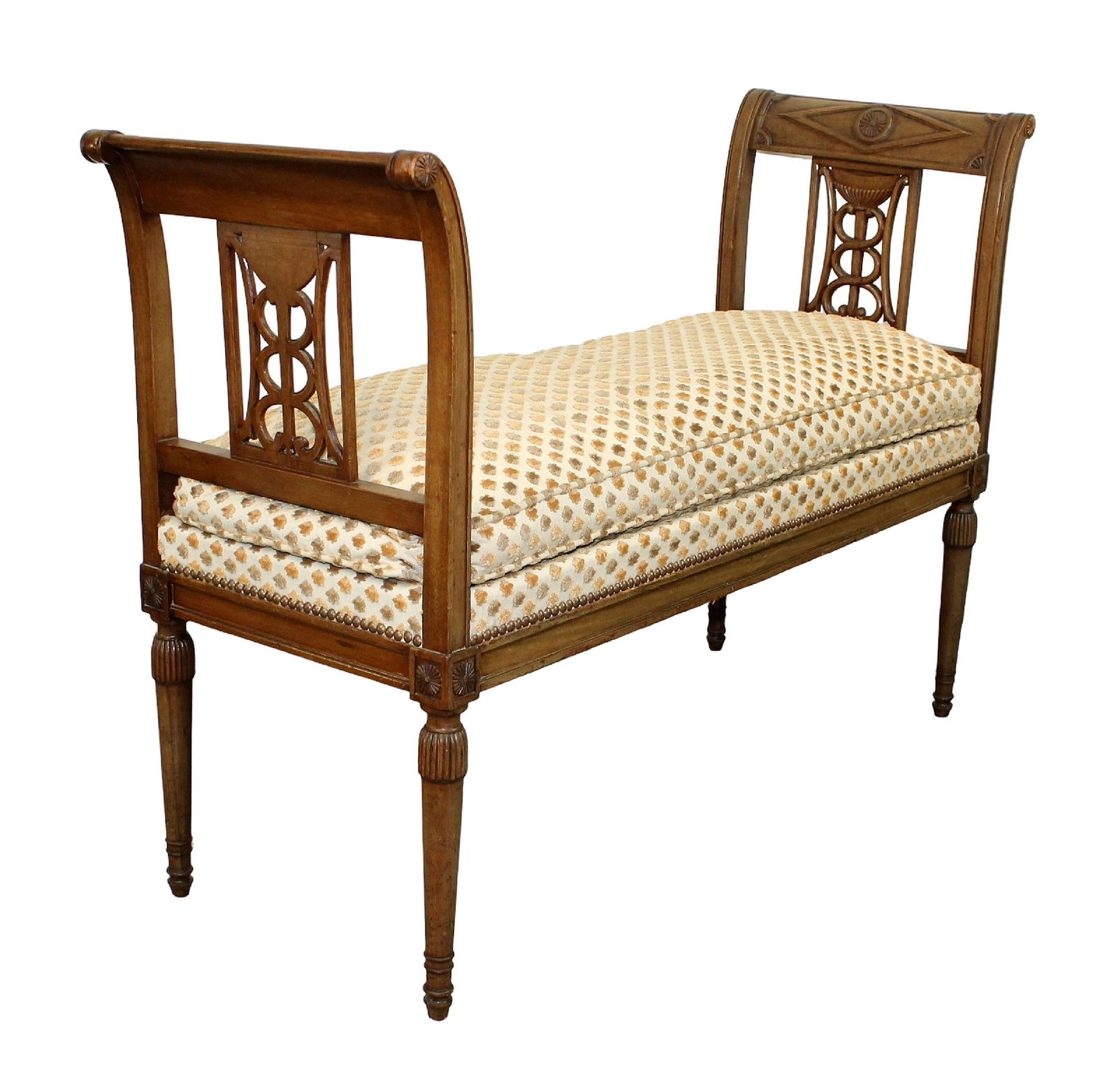 French Neo Classical bench on tapered legs (1 of 5)