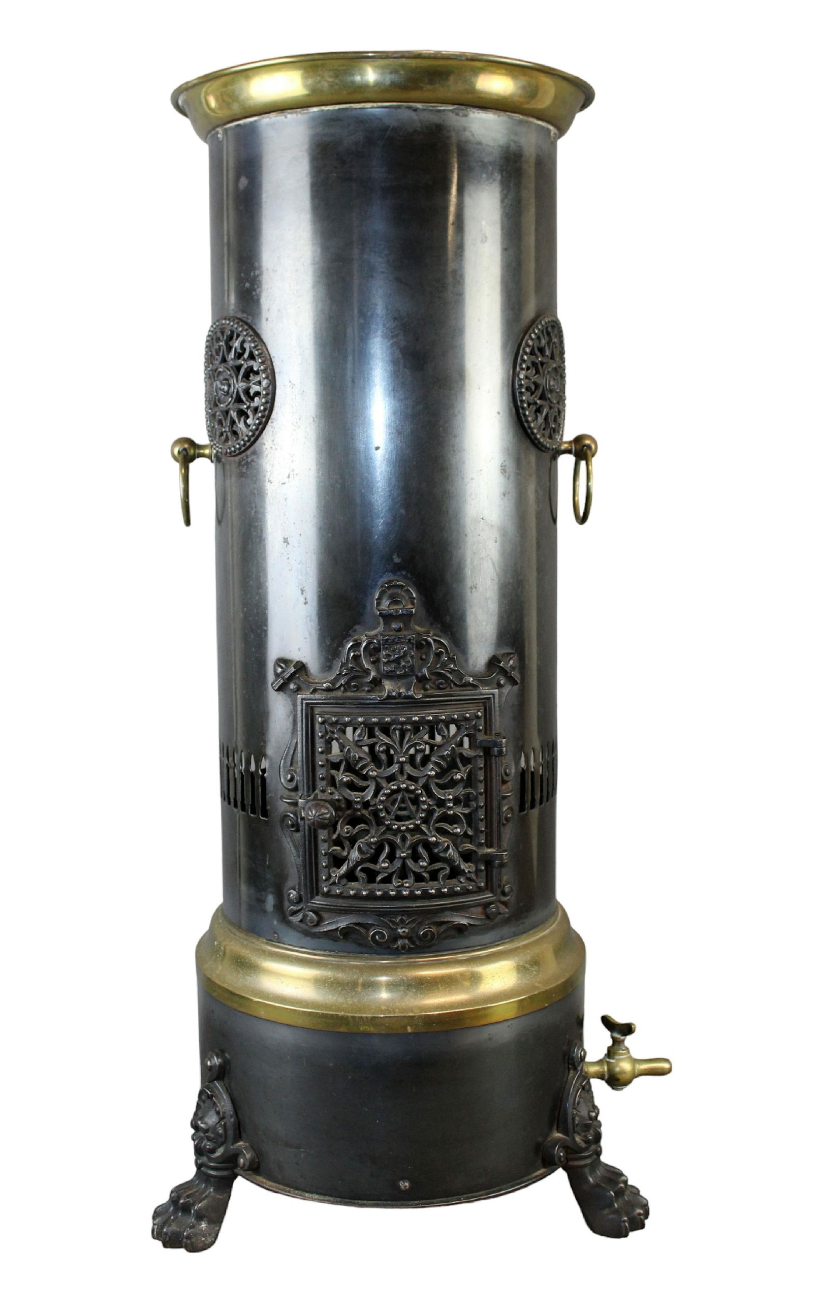 French Ch. Andre & Cie wood stove with brass trim (1 of 9)