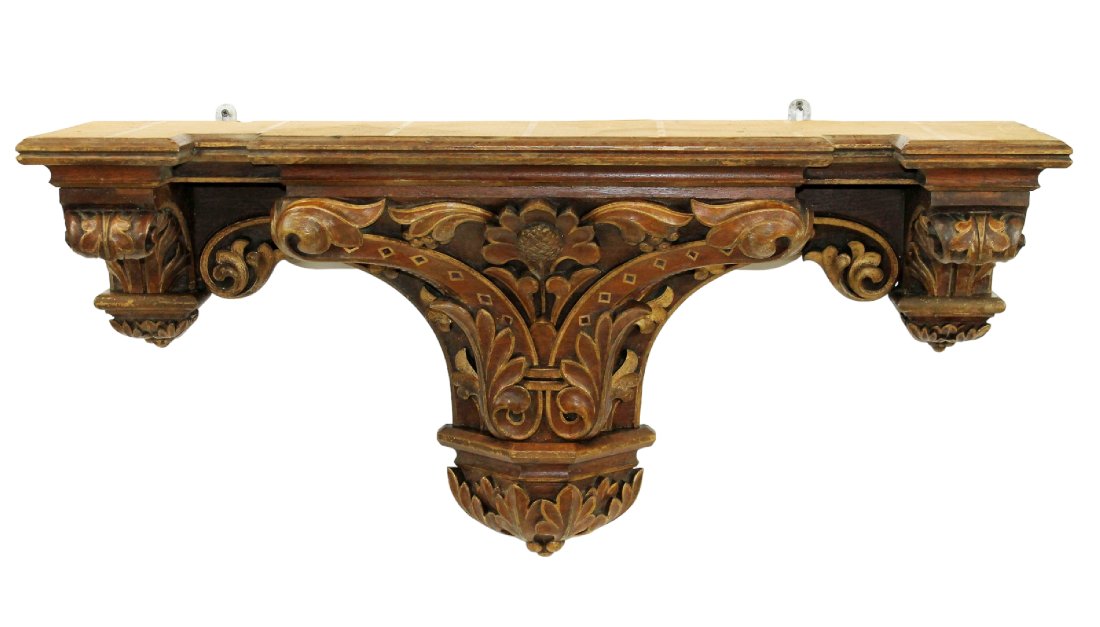 French wall mount carved oak console (1 of 9)