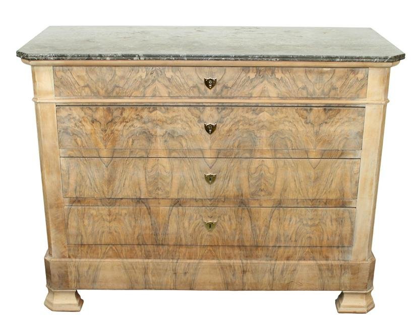 French Louis Philippe bleached burled walnut commode with marble top (1 of 7)