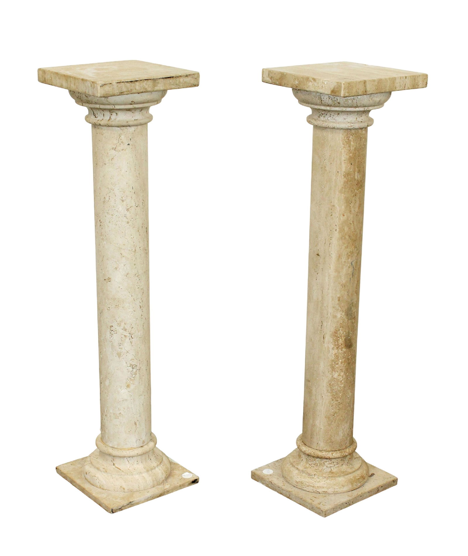 Pair of travertine marble pedestals (1 of 7)