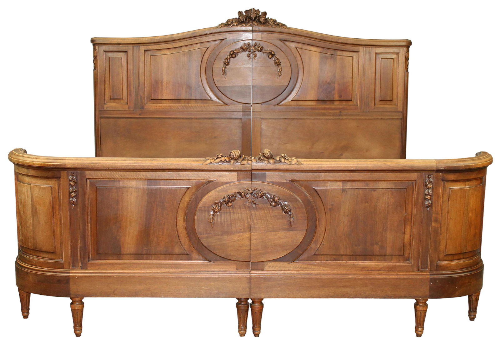 French Louis XVI style carved walnut bed (1 of 8)