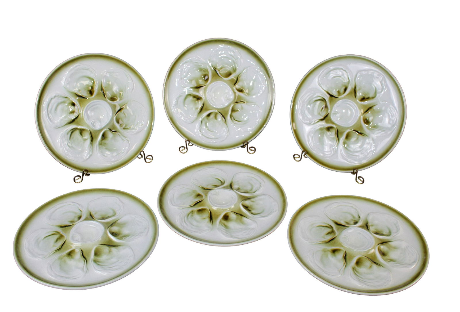 Lot of 6 French Faience de St Amand oyster plates (1 of 9)