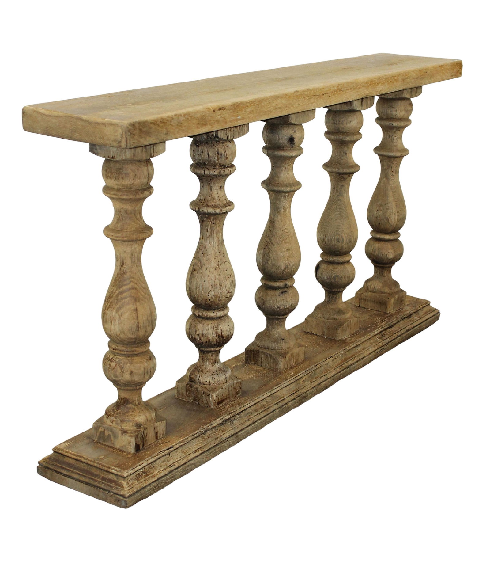 French altar railing in bleached oak: French altar railing in bleached oak. 19th century. 31 3/4"h x 59 1/4"w x 10 3/4"d